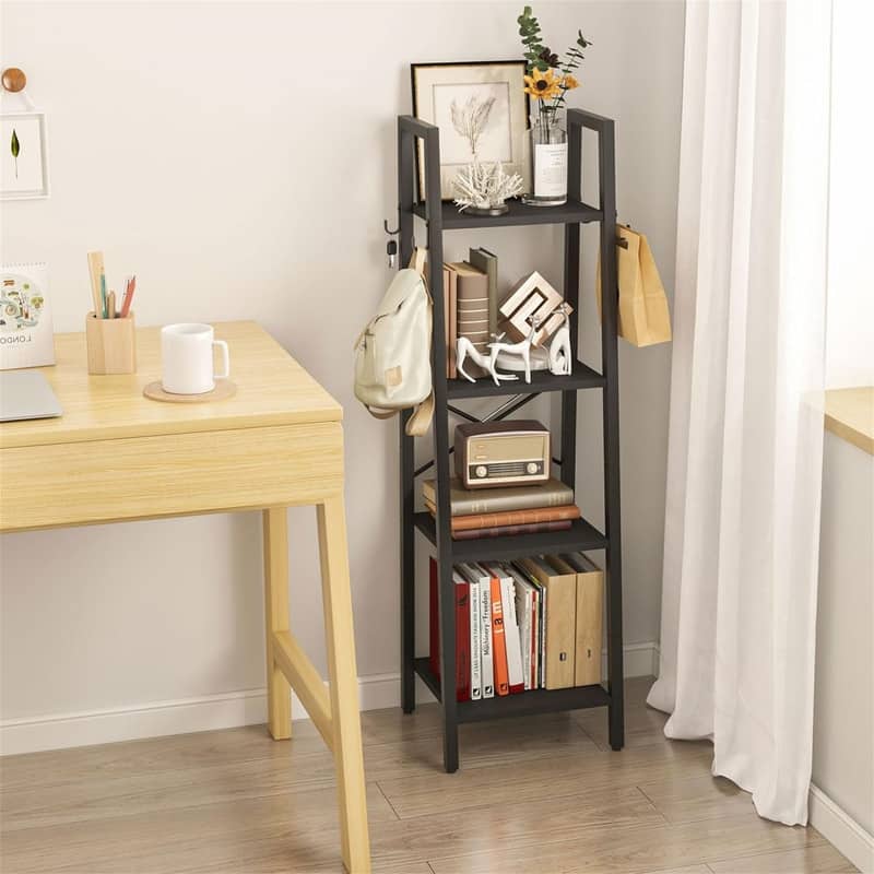 4 Tiers Ladder Bookcase - 11.81"D x 13.39"W x 49.21"H