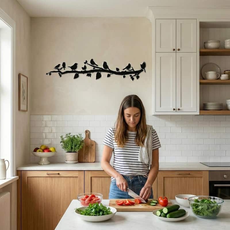 Birds and Branch Metal Wall Decor for Home and Outside
