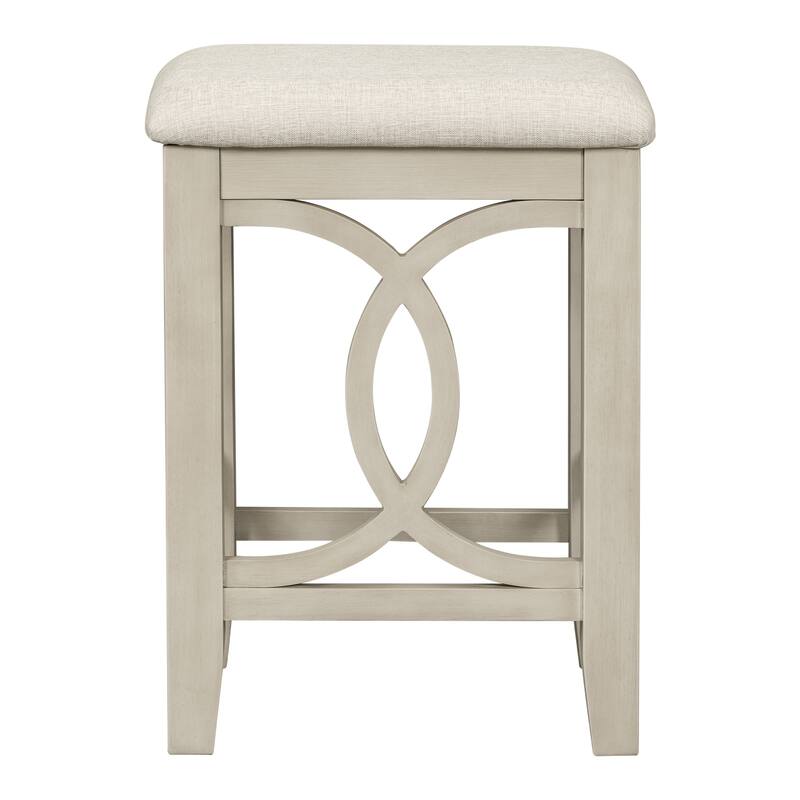 3-Piece Farmhouse Dining Set with USB Port & Stools