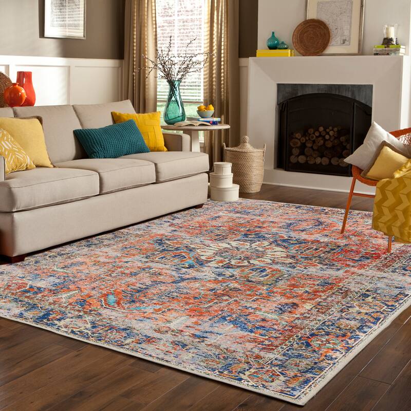Washable Non-Slip Area Rug,Stain Resistant Low-Pile Carpet,8X10 - 8' X 10'