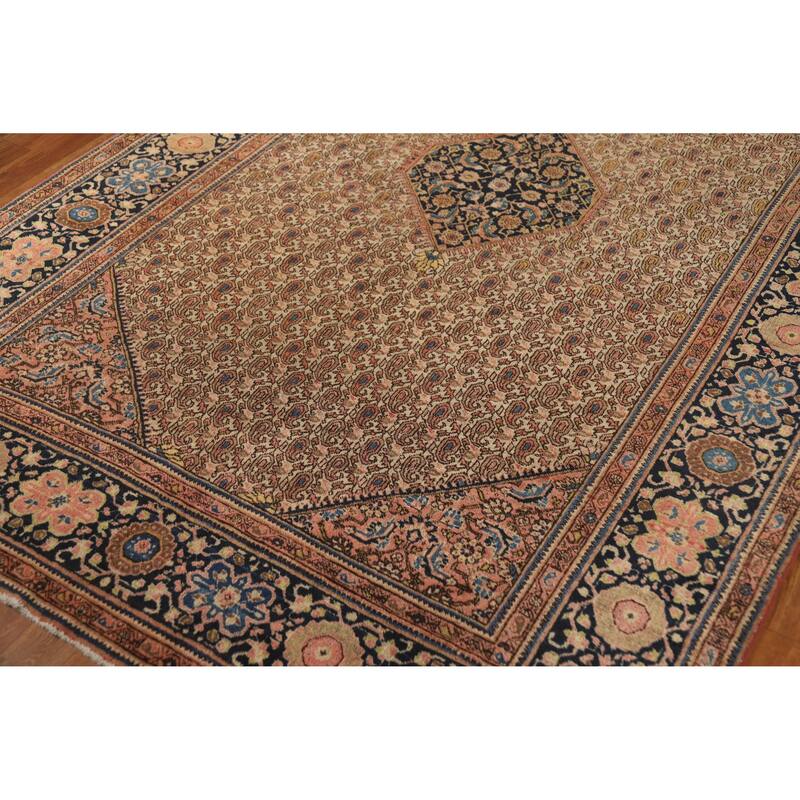 Hand Knotted Oriental 100% Wool Carpet Traditional Medallion Beige & Ivories Sarouk Area Rug - 8' 5'' X 5' 4''
