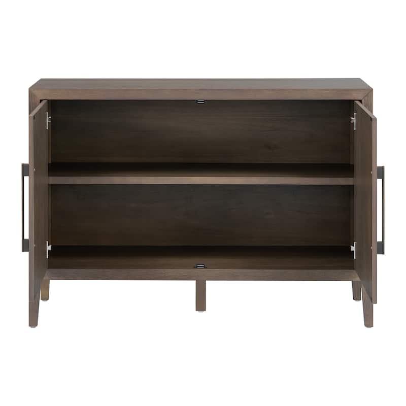 47.25"Sideboard with Pine Veneer and 2 Doors, Retro Buffet with Adjustable Feet, Wooden Storage Cabinet with Metal Handles