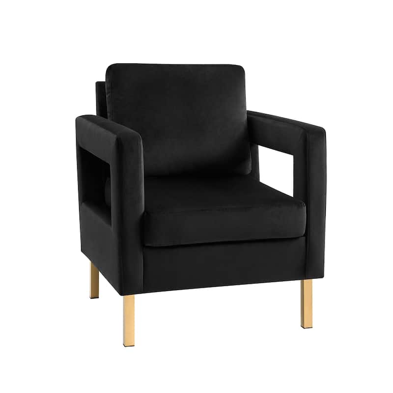 Valentina Comfy Accent Armchair with Golden Metal Legs and Removable Cushions by HULALA HOME