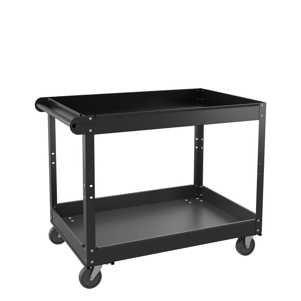 Hirsh 2-Tier Metal Utility Cart Storage Service Tool Trolley, Holds up to 400 lb, 36 x 24, Black - 6.100 X 26.380 X 38.980