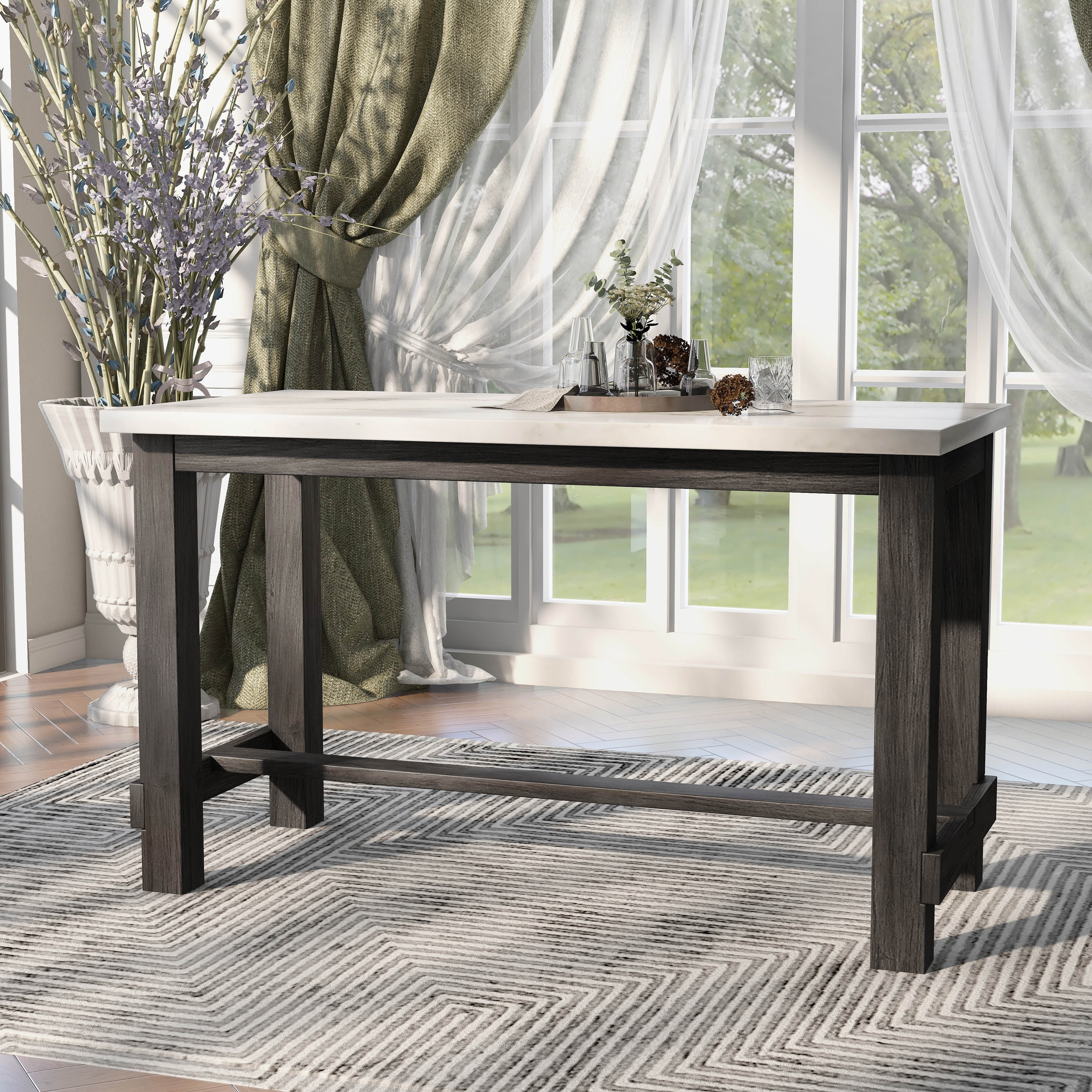 Furniture of America Shap Rustic Black 60-inch Counter Height Table