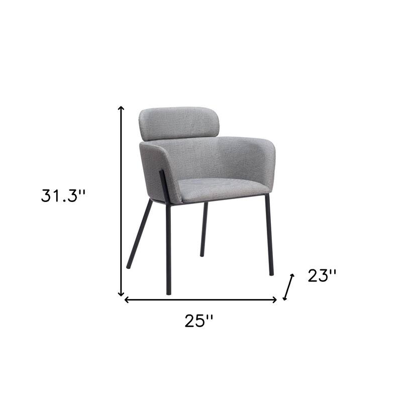 HomeRoots Set of Two Gray and Black Upholstered Faux Leather Dining Arm Chairs - 25.00 in. x 31.30 in. x 23.00 in.