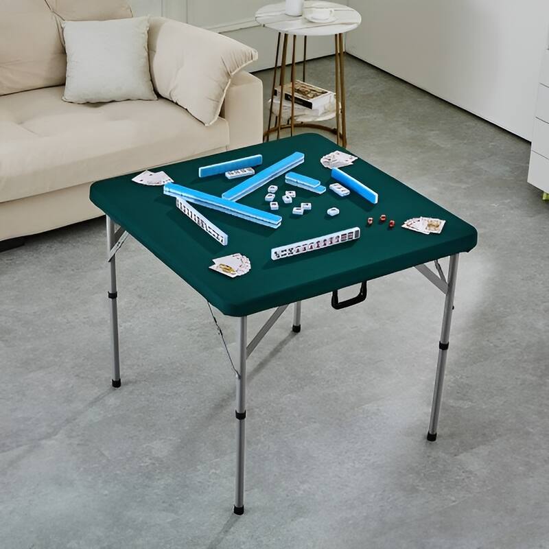 White HDPE Folding Card Table with Handle for 4 Players, Indoor or Outdoor - 34” L x 34” W x 29.13” H