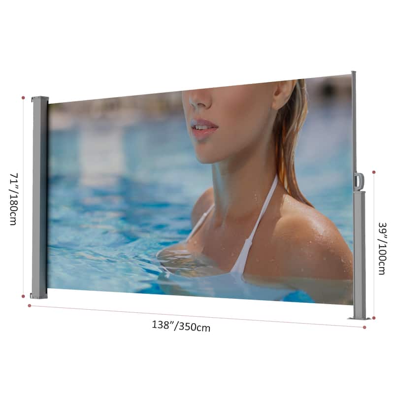71"x138" Retractable Side Awning, Semi-transparent with UV printing,UPF50+