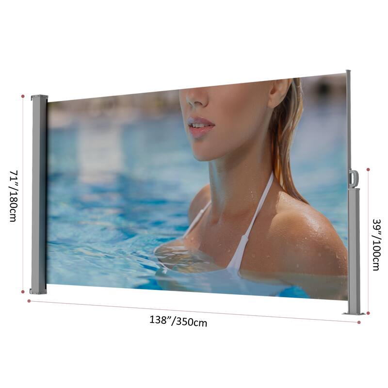 71x138 Inch Retractable Side Awning, Semi-transparent UV Printed, UPF50+, Ideal for Garden, Balcony, Pool