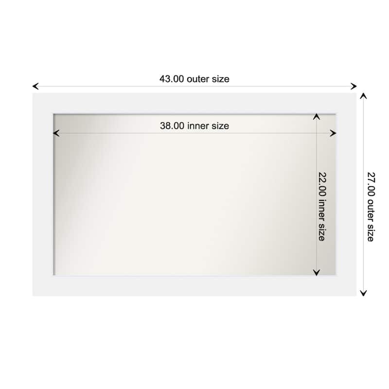 Corvino White Framed Non-Beveled Custom Wall Mirror, Bathroom Vanity Mirror - Outer Size: 43 x 27