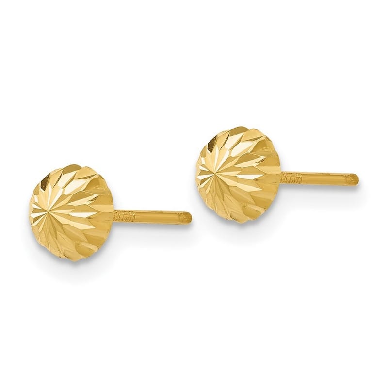 Curata 14k Yellow Gold Diamond-Cut 5mm Domed Half-Ball Post Earrings