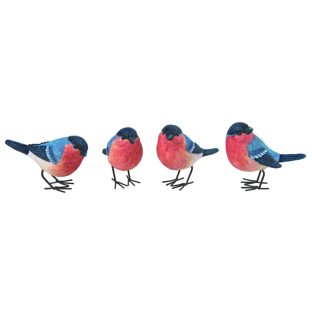 Transpac Small Resin Standing Finch Set of 4 Spring Home Decorations
