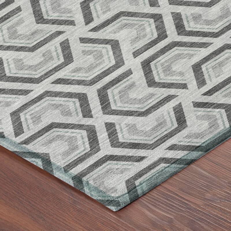 Machine Washable Indoor/ Outdoor Modern Zoa Chantille Rug