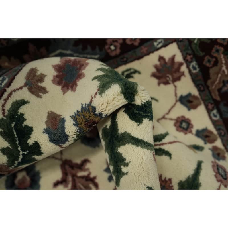 Hand Knotted Oriental 100% Wool Carpet Traditional All-Over Beige & Ivories Kashan Runner Rug - 9' 9'' X 2' 7''