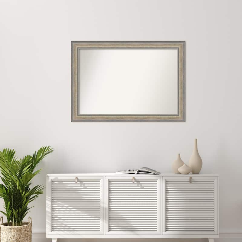 Fleur Silver Non-Beveled Wood Framed Wall Mirror - Fleur Champagne Silver