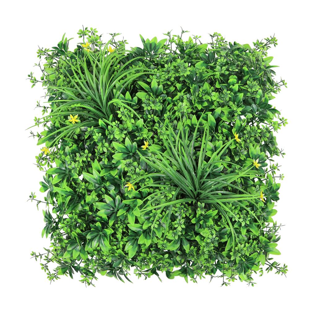 Set of 4 Artificial Schefflera Ivy Grass Mixed Leaf Greenery Wall Panel Hedge Mat Backdrop Privacy Screen 20in