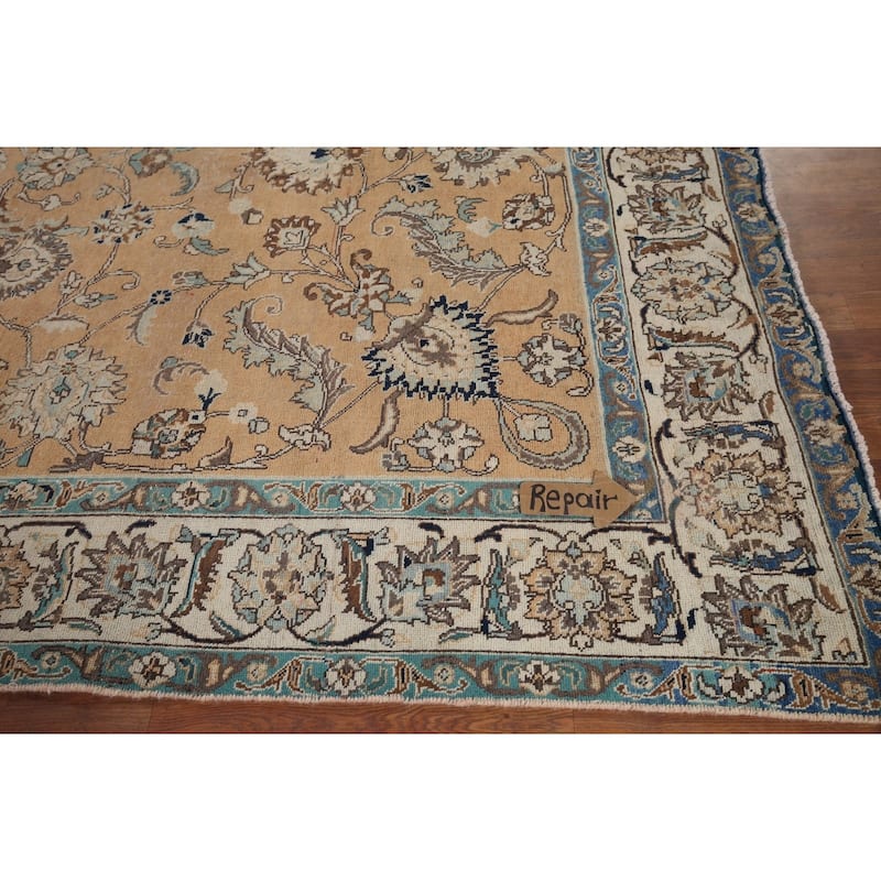 Floral Tabriz Vintage Persian Area Rug Hand-Knotted Wool Carpet - 7'5" x 10'9"