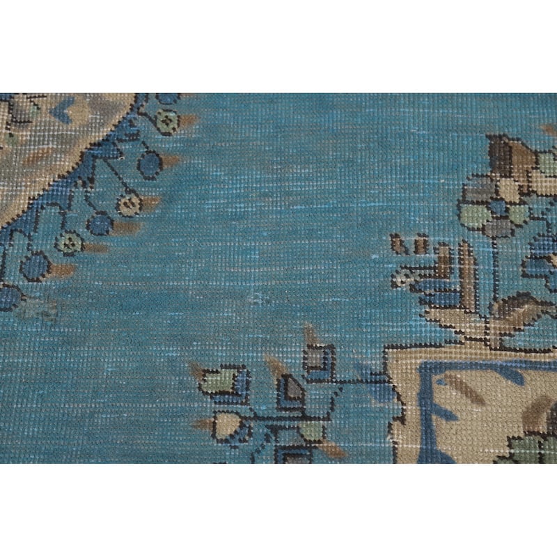 Blue Geometric Tabriz Persian Area Rug Oriental Handmade Wool Carpet - 8'5"x 10'11"