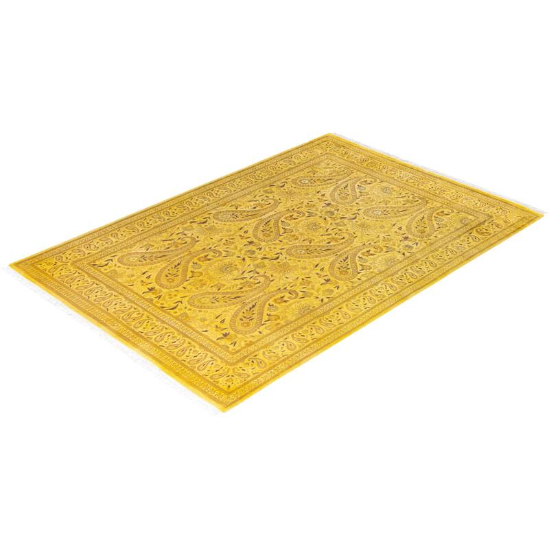 Overdyed One-of-a-Kind Hand-Knotted Area Rug - Yellow - 5' 9" x 8' 4"