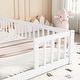 preview thumbnail 21 of 19, Double Twin Size Pine Wood Floor Bed with Fence, Guardrails, Without Door for Kids Girls Boys, No Need Spring Box