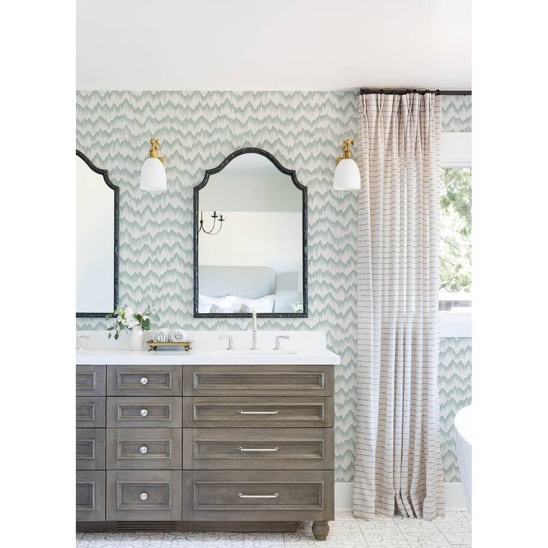 A-Street Prints Holmby Seafoam Brushstroke Zigzag Wallpaper