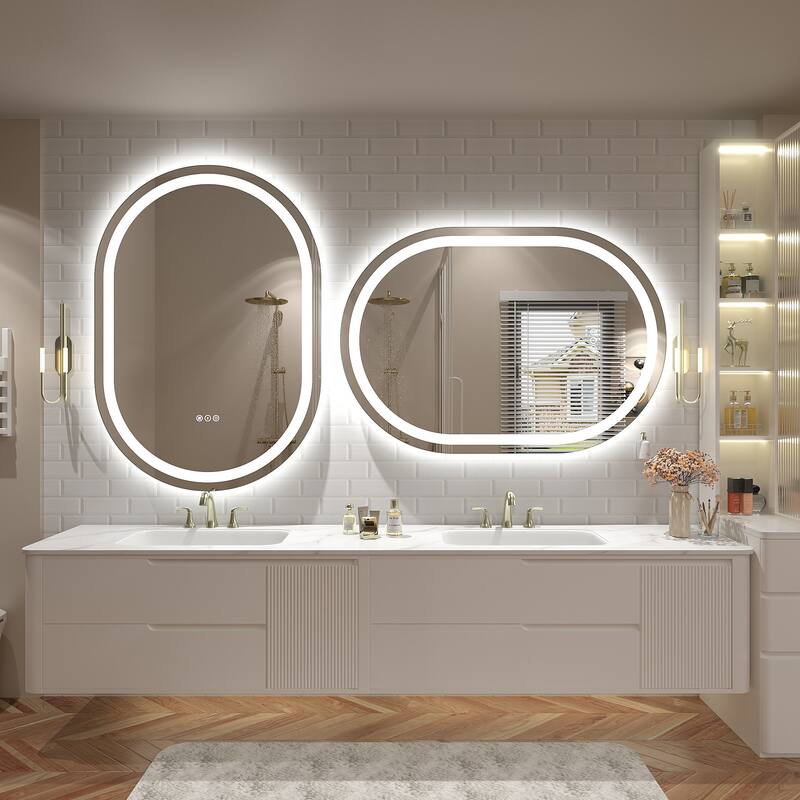 UL Certified Oval LED Lighted Anti-fog Wall Bathroom Vanity Mirror