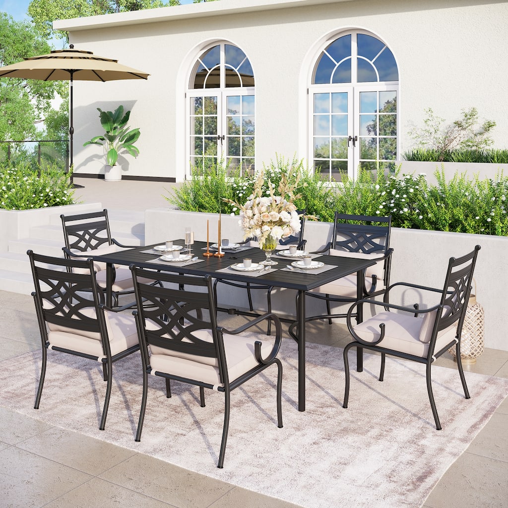 MAISON ARTS 7-piece Patio Dining Set, 6 Metal Patio Dining Chairs and 1 Metal Dining Table