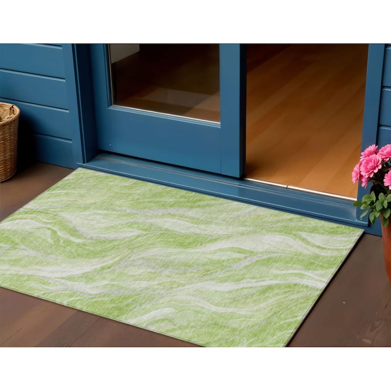 HomeRoots Abstract Transitional Rectangle Outdoor Rug - 3' x 5'