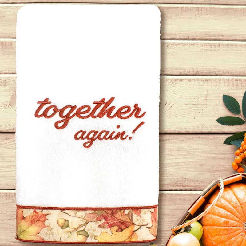 Authentic Hotel and Spa Thanksgiving Together Again - Embroidered Luxury 100% Turkish Cotton Hand Towel