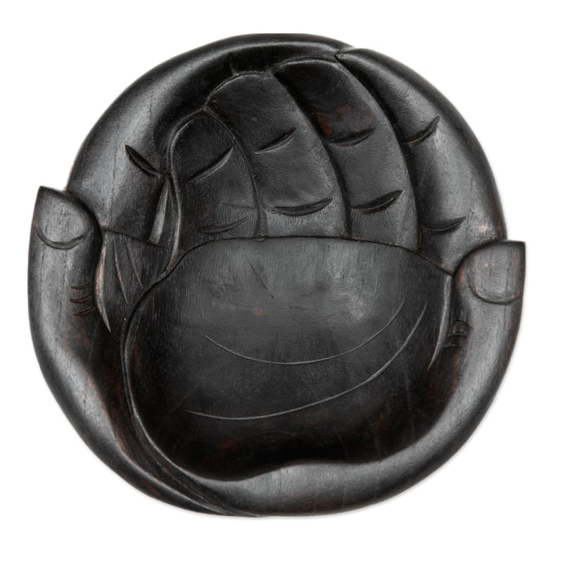 Novica Handmade Receiving Hands Wood Catchall