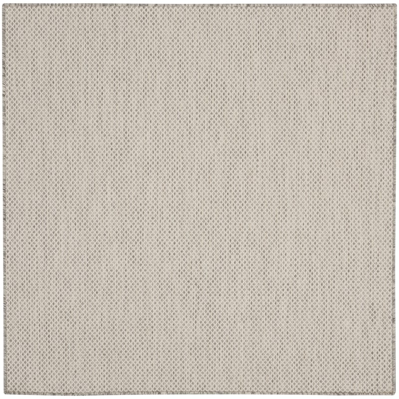 Nourison Courtyard Indoor/Outdoor Modern Geometric Area Rug - 4' x Square - Ivory/Silver