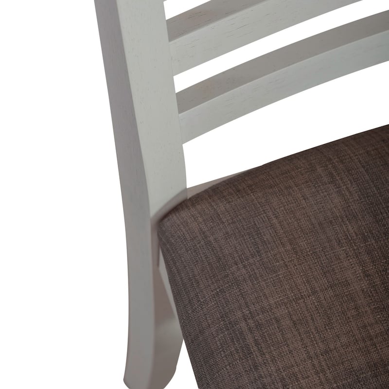 Brook Bay Textured White Carbon Gray Upholstered Ladder Back Side Chair (Set of 2)