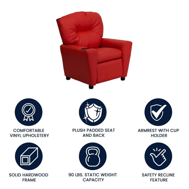 Contemporary Kids Recliner with Cup Holder