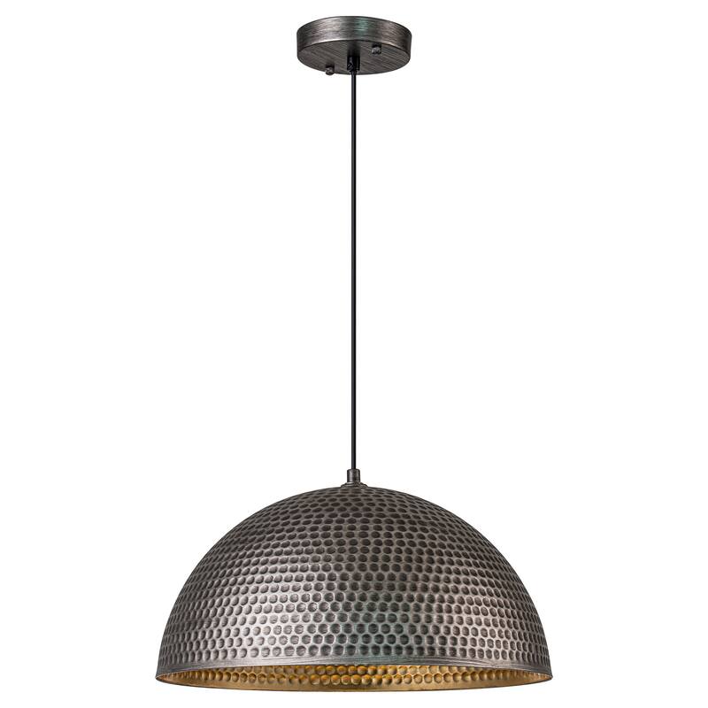 1-Light Industrial Farmhouse Oversized Pendant Gold Leaf Hammered Semi-Sphere Dome Pendant Light for Kitchen Island