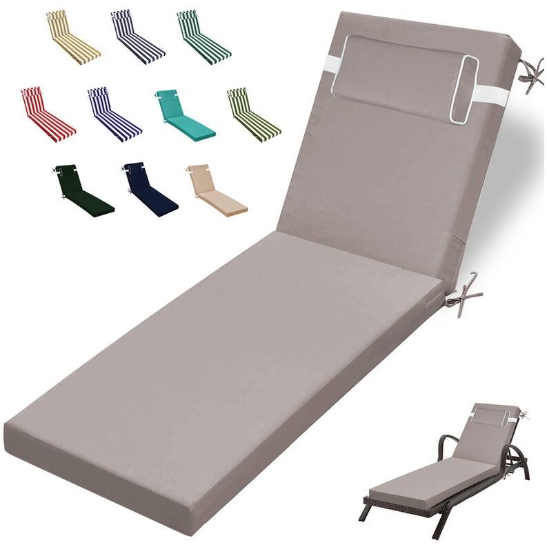 Outdoor Chaise Lounge Cushion, Thicken Waterproof Replacement Back Chaise Cushions for Pool, Sand Beach