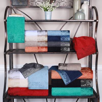 Superior Wisteria Cotton Floral Jacquard 3 Piece Bathroom Towel Set