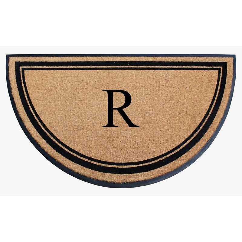 A1HC Natural Coir & Rubber Hand Flocked Thick Durable Monogrammed Doormats, 36" x 72" - Beige Picture Frame - R