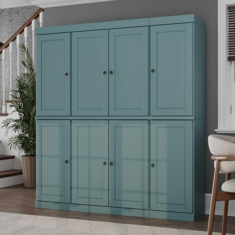 Palace Imports 100% Solid Wood Kitchen China Cabinet Pantry with Glass or Solid Wood Doors and 2-Drawer Kit - 65" x 71.5"
