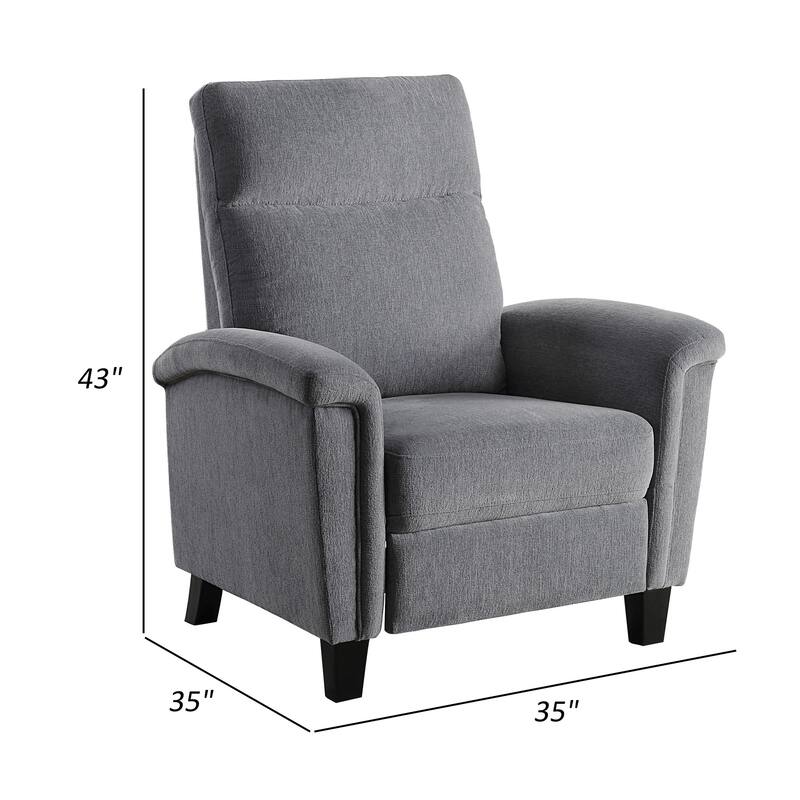 Iser 35 Inch Push Back Manual Recliner Chair, Light Gray Chenille Fabric