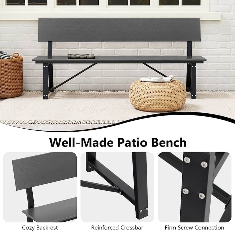 1/2 PCS Outdoor Bench 4-Person 72'' Garden Bench with Backrest