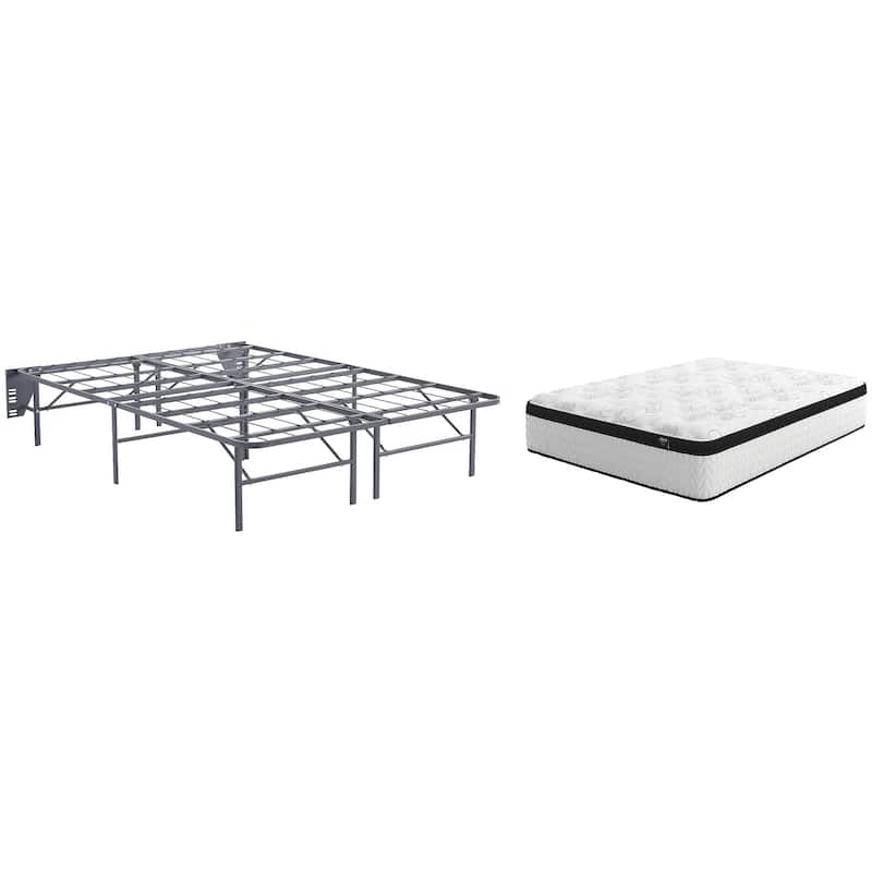 Signature Design by Ashley Chime 12 Inch Hybrid Black/White 2-Piece Mattress Package - Full