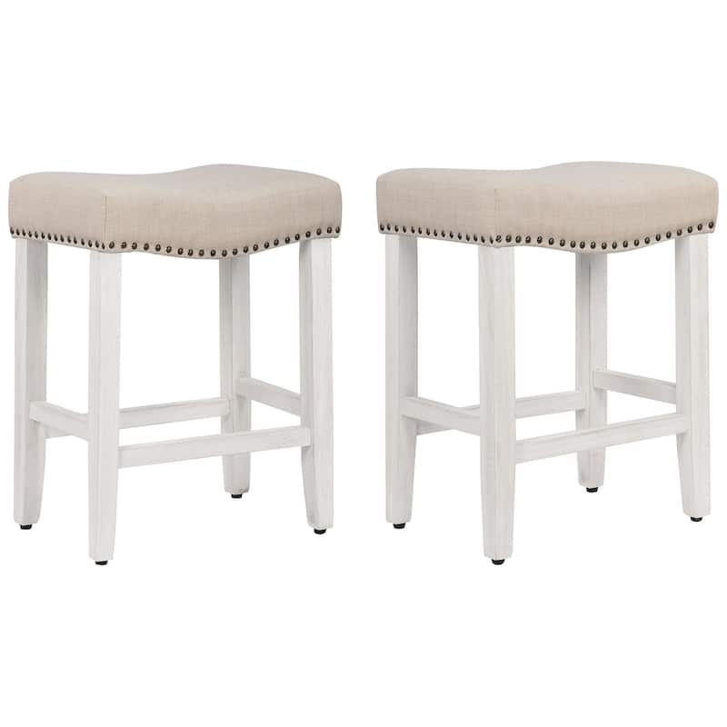 Jameson Upholstered Polyester Antique White 24 Inch Counter Stool (Set Of 2)
