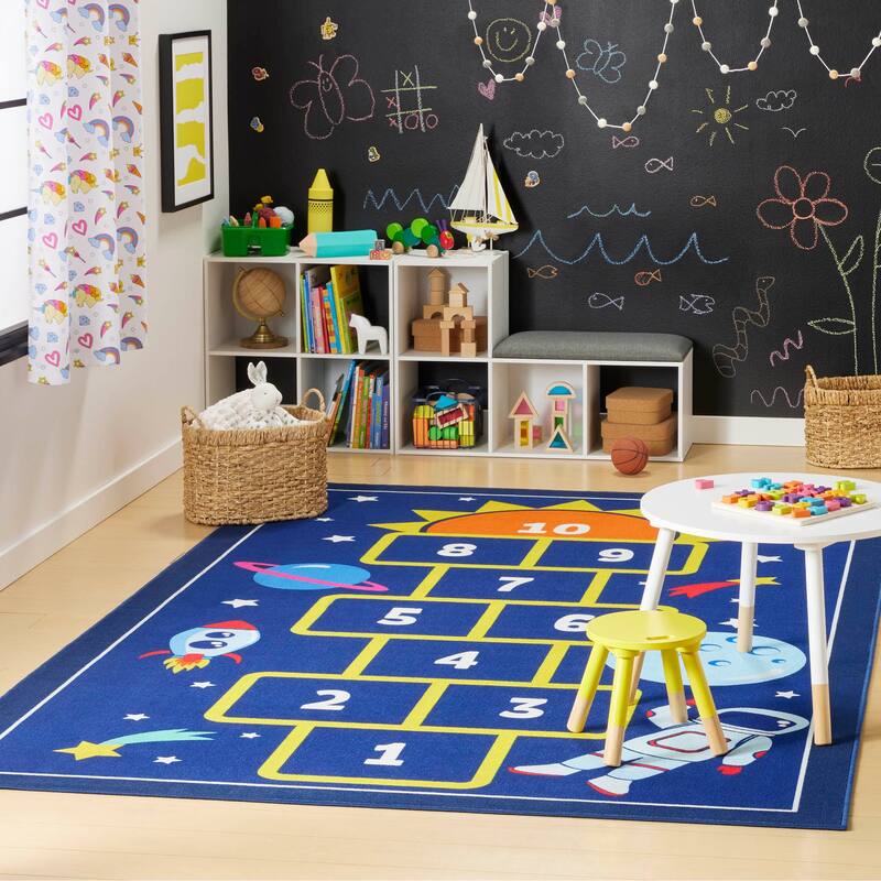 Everwash Imagine Hopscotch Space Kid's Washable Area Rug