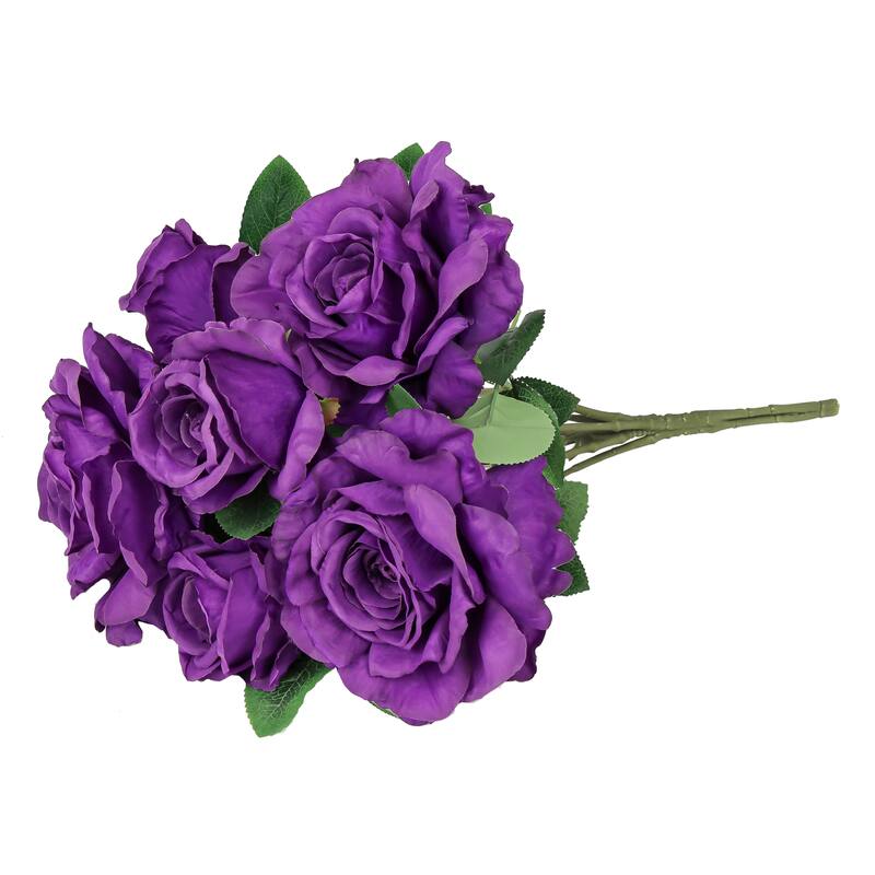 Set of 2 Purple Artificial Grand Rose Flower Stem Bush Bouquet 22in - 22" L x 12" W x 12" DP