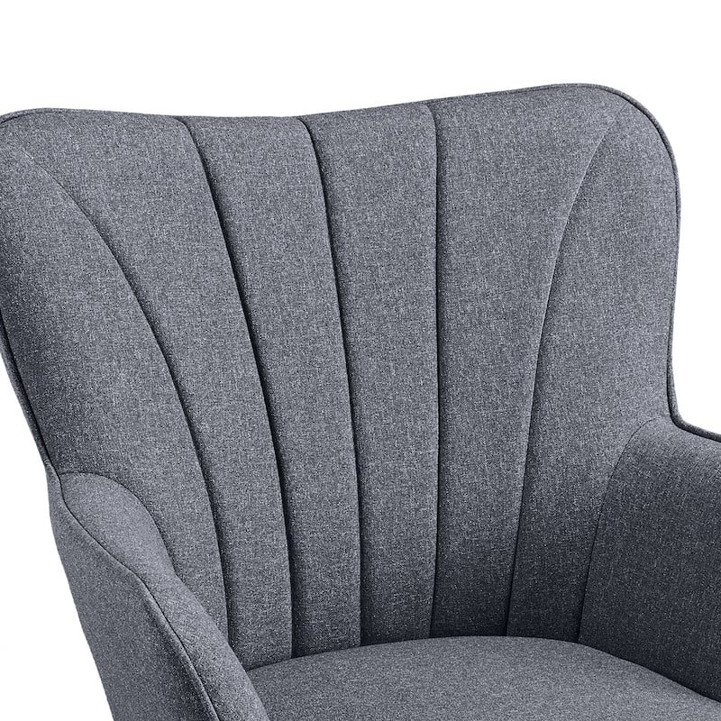 Yaheetech Modern Fabric Accent Chair Pleated Curved Back Armchair