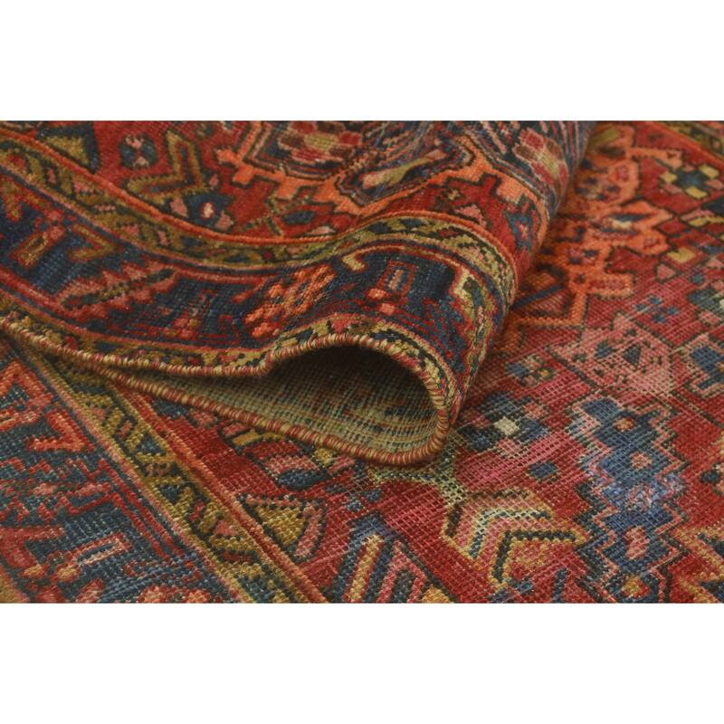 Fine Vintage Distressed Tayte Rust/Navy Runner - 3'0" x 10'2"