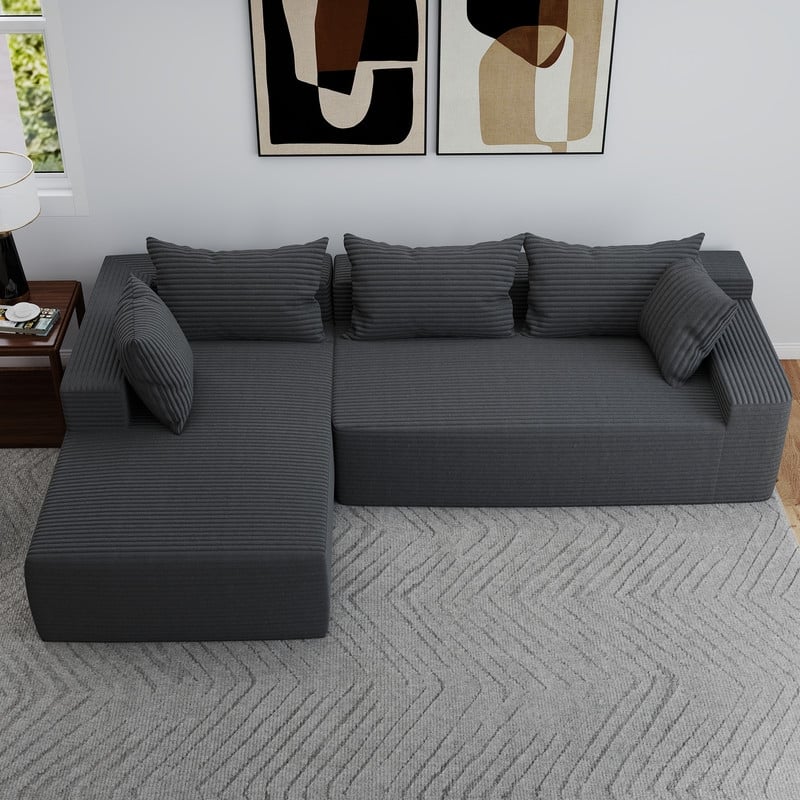 L-Shaped No Assembly Required Upholstery Sofa Deep Seat Modular Sofa