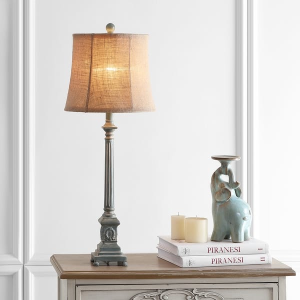 slide 2 of 4, SAFAVIEH Lighting 32-inch Collin Antiqued Traditional LED Table Lamp - 12"x12"x31.5"