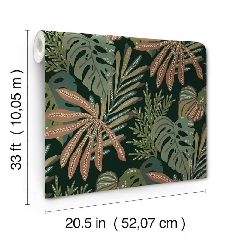 A-Street Prints Alocasia Multicolor Tropical Foliage Wallpaper