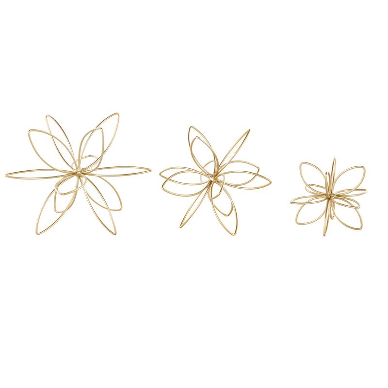 CosmoLiving by Cosmopolitan Gold Metal Handmade Floral Decorative Sculpture (Set of 3)